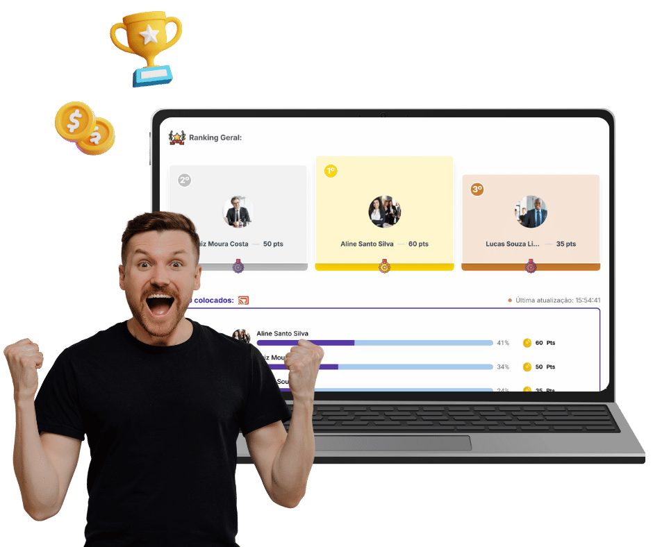 Ranking gamificado mostrando o engajamento das pessoas